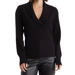 100% cashmere NWT Design History shawl neck black sweater, size L